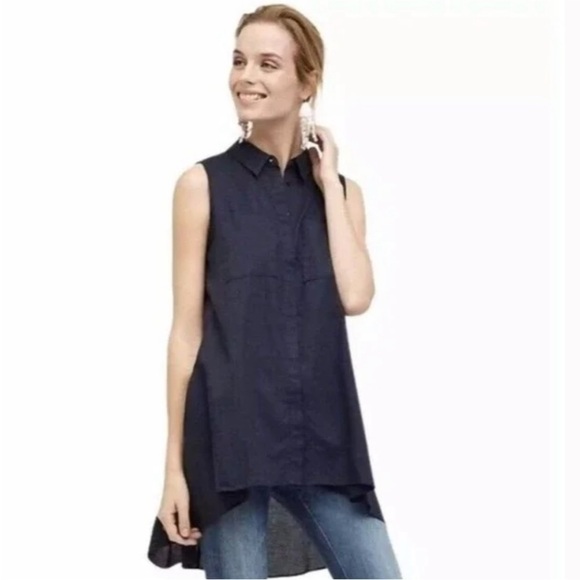 Anthropologie HD in Paris Sleeveless Button Down Shirt - Picture 1 of 8